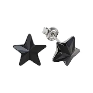 925 Sterling Children's Silver Earrings "Star (Jet)" with Crystals From Swarovski™