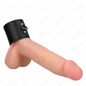 Dzimumlocekļa gredzens KINK RING POWER D-241257 — āda, spiedpogas aizdare, 18 x 5 cm