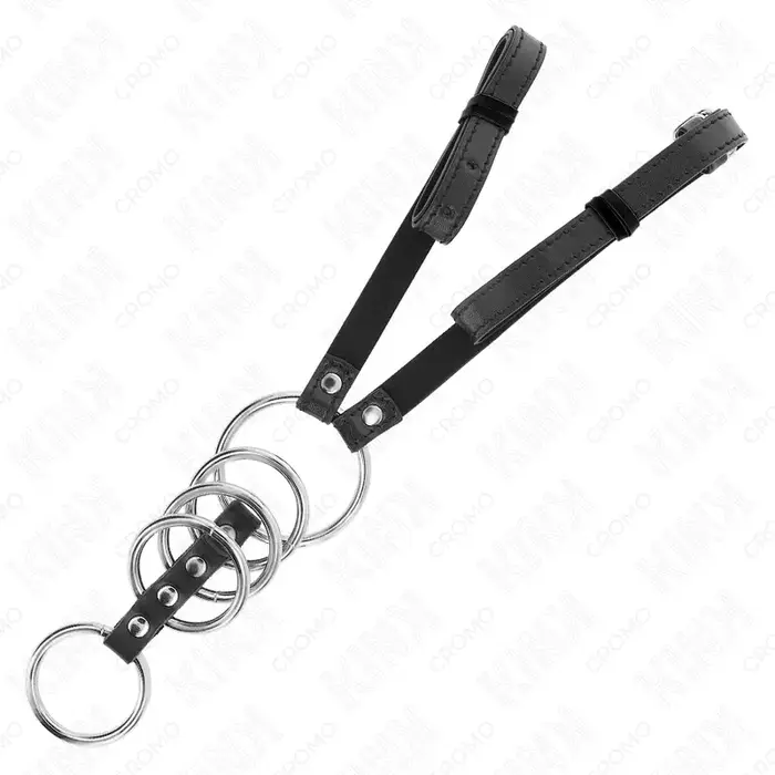 KINK RING POWER металлические эрекционные кольца — 5 шт. + ремень 112 см Photo 4