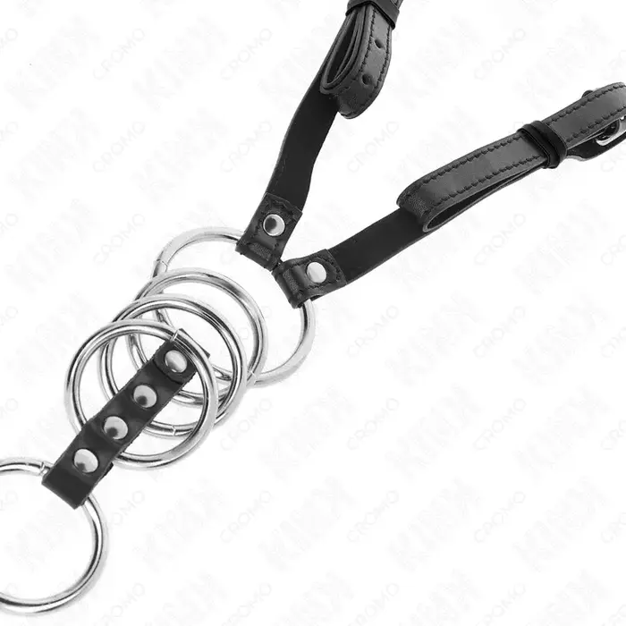 KINK RING POWER металлические эрекционные кольца — 5 шт. + ремень 112 см Photo 5