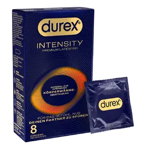 Презервативы Durex Intensity 8 шт — без латекса (нитрил), номинальная ширина 56 мм, прозрачные