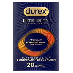 Текстурированные нитриловые презервативы Durex Intensity — 20 шт., тонкие, смазанные, номинальная ширина 56 мм