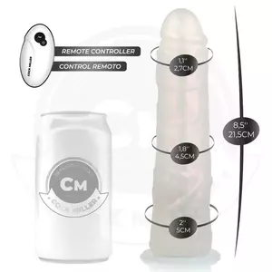 Dildo ar piesūkni, apgaismojumu un vibrāciju — cock miller D-243377, 21,5 cm, balts