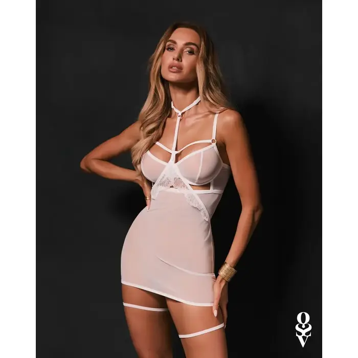 Неглиже OBSESSIVE Chemise Arrowel белое S/M Photo 3