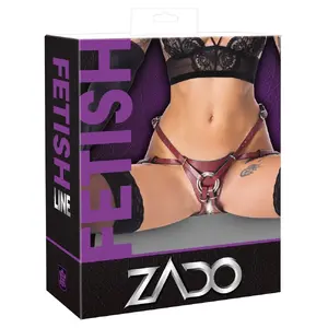 Шлейка-страпон ZADO Leather Strap-on 2XL — регулируемый размер, кожа, передние кольца Ø 4 и 5 см