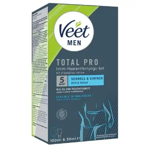 Hair removal set Veet Men TOTAL PRO for sensitive intimate areas — cream 100 ml + nourishing balm 50 ml