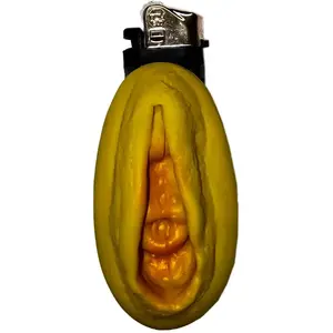Refillable butane lighter diablopicante D-242744 — golden sculpted novelty design