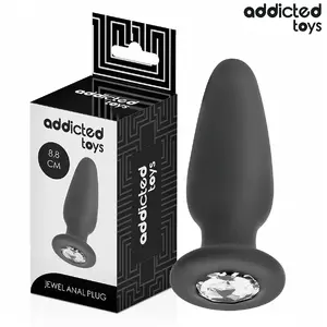 Анальная пробка, addicted toys D-242865, силикон, размер S, длина 8.8 см, основание с кристаллом