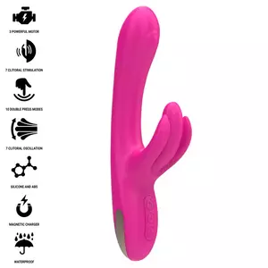 Vibrators (trusītis) INTENSE Britney multifunkcionāls 23 cm, dubultā stimulācija, rozā