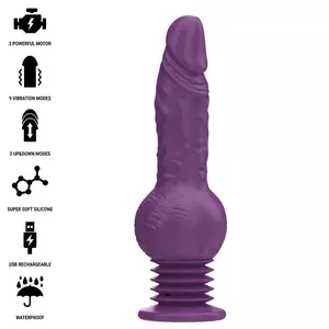 Vibrators INTENSE Tatum daudzfunkcionāls — uz leju/uz augšu vibrācija, garums 24 cm, violets