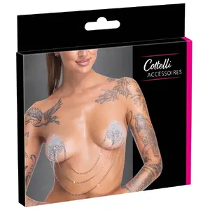 Nipple Jewellery silver — Cottelli Collection Nipple Stickers Square 6,5×6,5 см, ABS/стекло/металл, био-клей