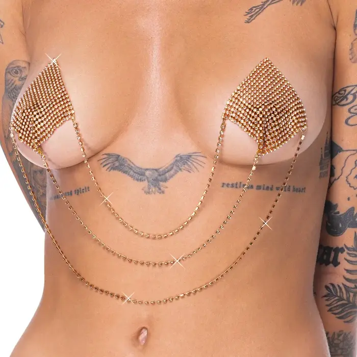 Nipple Stickers Square Cottelli Collection — zelta, 6,5×6,5 cm Photo 5
