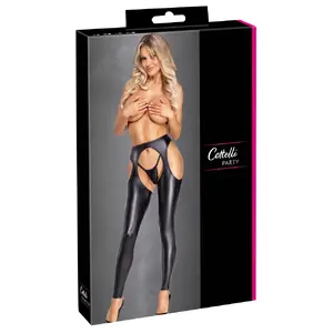 Чапсы с стрингом, Cottelli Collection Chaps and String XL — матовые черные, без шагового шва, эластичный пояс, 90% полиэстер 10% спандекс