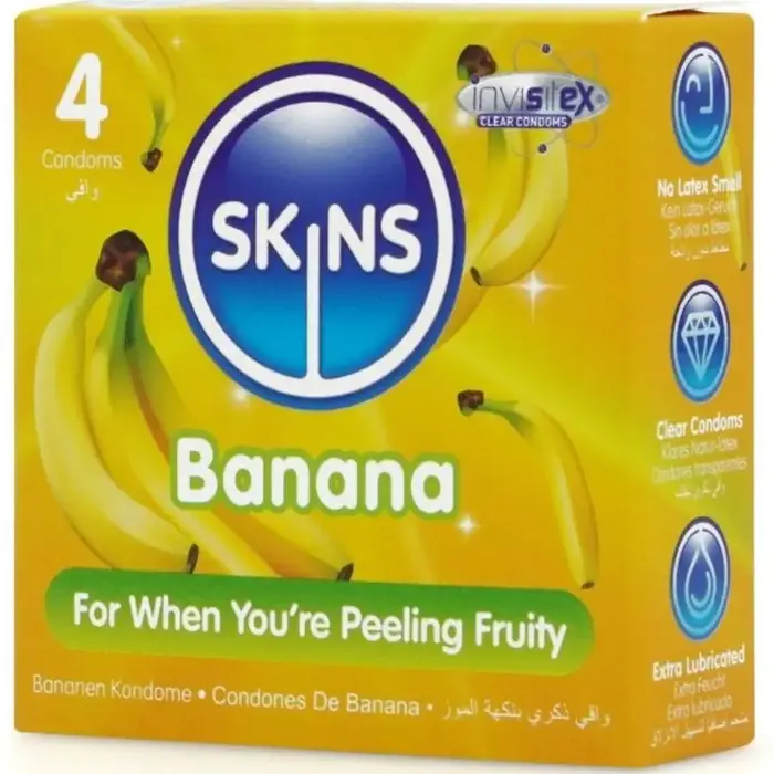 SKINS Banana Premium condoms — pack of 4 Photo 2