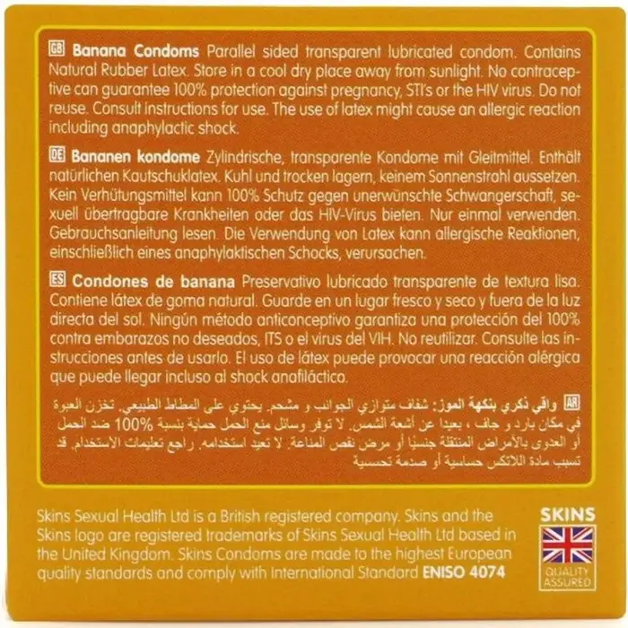 SKINS Banana Premium condoms — pack of 4 Photo 4
