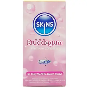 Презервативы SKINS Bubblegum Premium — упаковка 8 шт., вкус «жвачка», стандартный размер