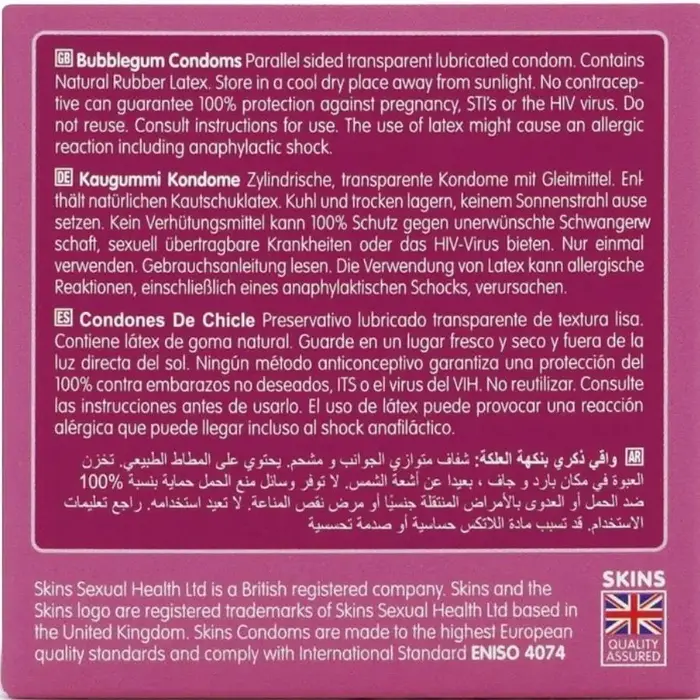 SKINS Bubblegum Premium condoms — pack of 4 Photo 4