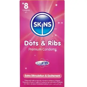 Презервативы SKINS DOTS & RIBS PREMIUM Упак.8 — точечные и ребристые, латекс, модель D-244400