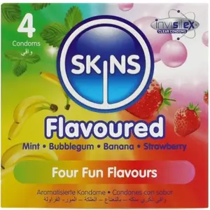 Презервативы SKINS MULTI FLAVORS PREMIUM PACK 4 — 4 ароматизированных ультратонких презерватива