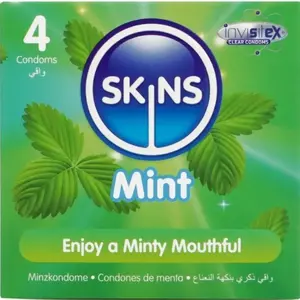 Condoms SKINS Mint Premium 4-pack — ultra-thin, mint-flavoured, 4 pcs