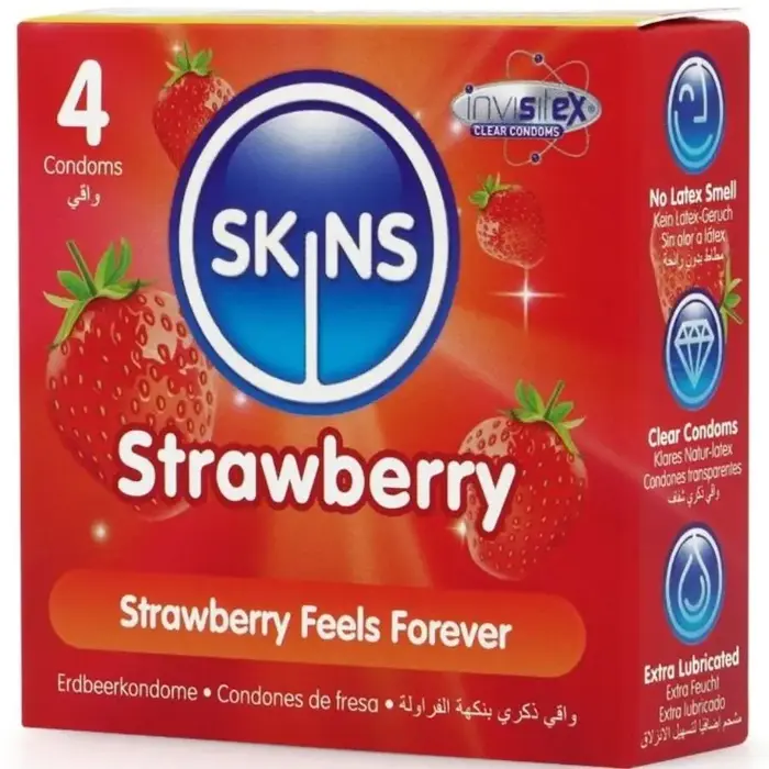 Prezervatīvi SKINS Strawberry Premium 4 gab. Photo 2