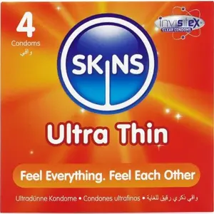Condoms SKINS Ultra Thin Premium, pack of 4, model D-244414, ultra-thin latex