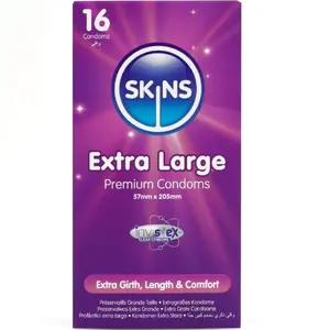Презервативы SKINS Extra Large Premium — 16 шт., увеличенный размер, латекс