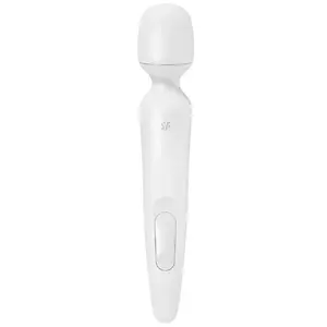 Handheld vibrating massager SATISFYER Wand Erland — ergonomic white personal massager