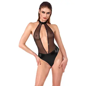 Боди Noir 26449831051 — стринговое боди XL, powerwetlook с powernet, декор из страз