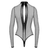 Noir Body Cross M women's crotchless long-sleeve body Photo 8