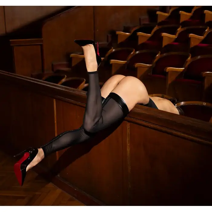 Thigh-highs Noir L — sheer black thigh-high stockings Photo 2