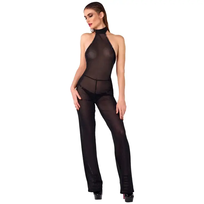 Jumpsuit Noir model M — cold-shoulder halterneck backless Photo 2