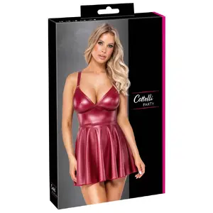 Mini kleita Cottelli Collection — sarkana, izmērs XL, matēta elastīga auduma (85% poliesters, 15% spandekss)