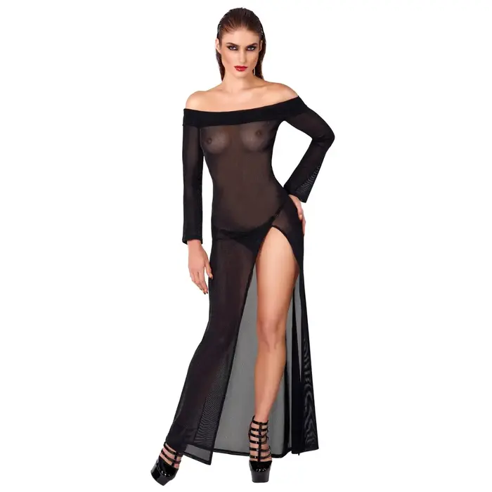 Noir Dress Long S — potītes garuma caurspīdīga kleita Photo 2