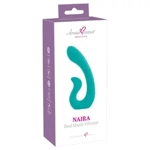 Divējāda stimulācija vibrators beau cœur NAIRA — silikona, uzlādējams, kopējais garums 17,5 cm, 15 cm ievades garums, Ø līdz 3,6 cm