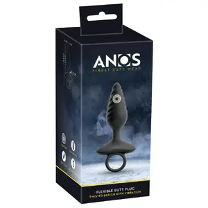 Анальная пробка ANOS Flexible Plug Twisted модель 54051730000 — силикон, перезаряжаемая, общая длина 14.8 см, вставляемая 9.5 см, Ø макс. 3.4 см