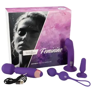Spēļu komplekts Magic Shiver Feminine modelis 05601110000 — 4 daļu silikona komplekts: wand, anālais plug (līdz 5 cm), mīlas bumbiņas (70 g), dildo (16,6 cm)