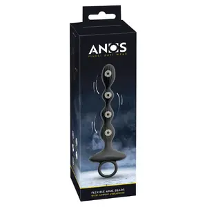 Anālie pērlītes ANOS Flexible Anal Beads modelis 54051650000 — silikons, uzlādējamas, kopējais garums 21.1 cm, ievadīšanas garums 15.8 cm, max Ø 2.6 cm