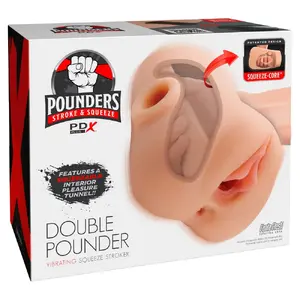 Мастурбатор PIPEDREAM PDXP Double Pounder Vibrating — двухмоторный, TPE, 20.5×18×11.5 см, глубина вставки 19.7 см