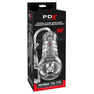 Мастурбатор PIPEDREAM PDXE ViewTube Vac XXL — прозрачная внутренняя гильза Fanta Flesh, совместим с вакуумом, общая длина 27,3 см