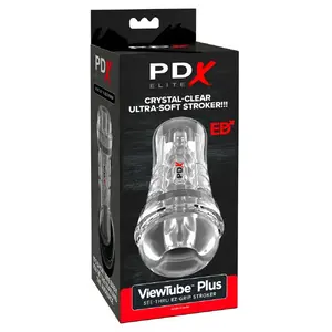 Мастурбатор PIPEDREAM PDXE ViewTube EZ-Grip Stroker — прозрачный корпус, текстурированная TPE-втулка, съемная, длина 21 см
