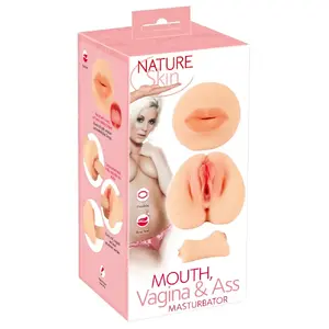 Masturbator nature skin 50056120000 — realistic mouth, vagina & ass openings, TPE, total length 19.5 cm, anal depth 13 cm