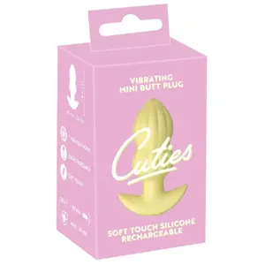 Anal plug Cuties Vibrating Plug model 54069860000 — compact rechargeable silicone plug, total length 8 cm, insertion 6 cm, Ø max 2.8 cm, yellow
