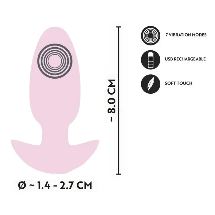 Anālā eņģelīte Cuties Vibrating Plug Rose — 8 cm, uzlādējama Photo 11