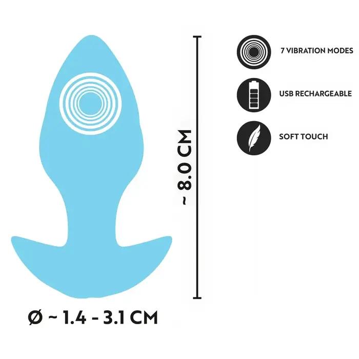 Анальная пробка Cuties Vibrating Plug Blue — 8 см Photo 11