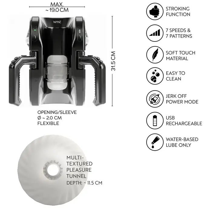Masturbator WYNE Masturbator 10 — ergonomic rechargeable stimulator Photo 16