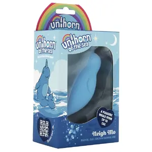 Klitorālais vibrators Unihorn Narwhal — divgalvu silikons, 14,3 cm, divi motori, 10 režīmi, USB uzlāde