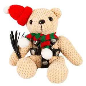 Plīša rotaļlieta bad kitty Teddy Winter Edition — 11 cm poliestera lācītis ar ieroci, mini rīksti, cepuri, šalli un atslēgu ķēdi
