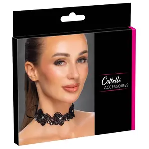 Чокер — Cottelli Collection — чёрный кружевной, ширина 3 см, регулируемый размер S–L