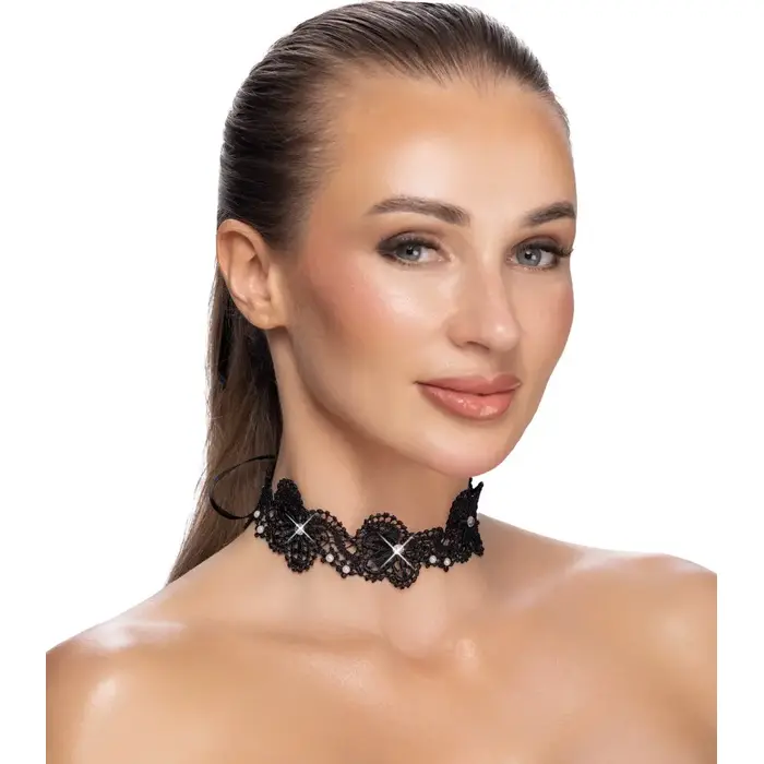 Cottelli Collection choker necklace — black, 3 cm, adjustable Photo 2